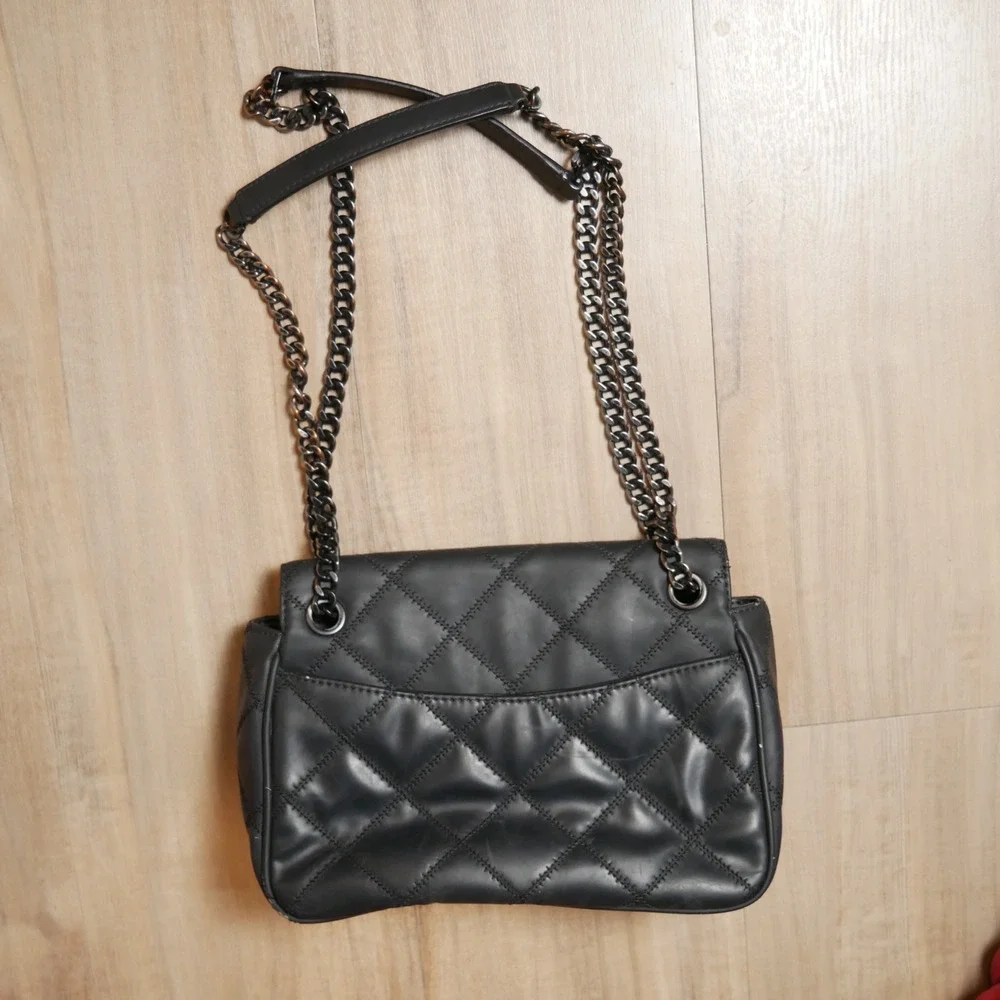 Tory Burch Willa Matte Small Shoulder Bag Leather Black Gunmetal